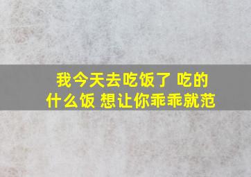 我今天去吃饭了 吃的什么饭 想让你乖乖就范